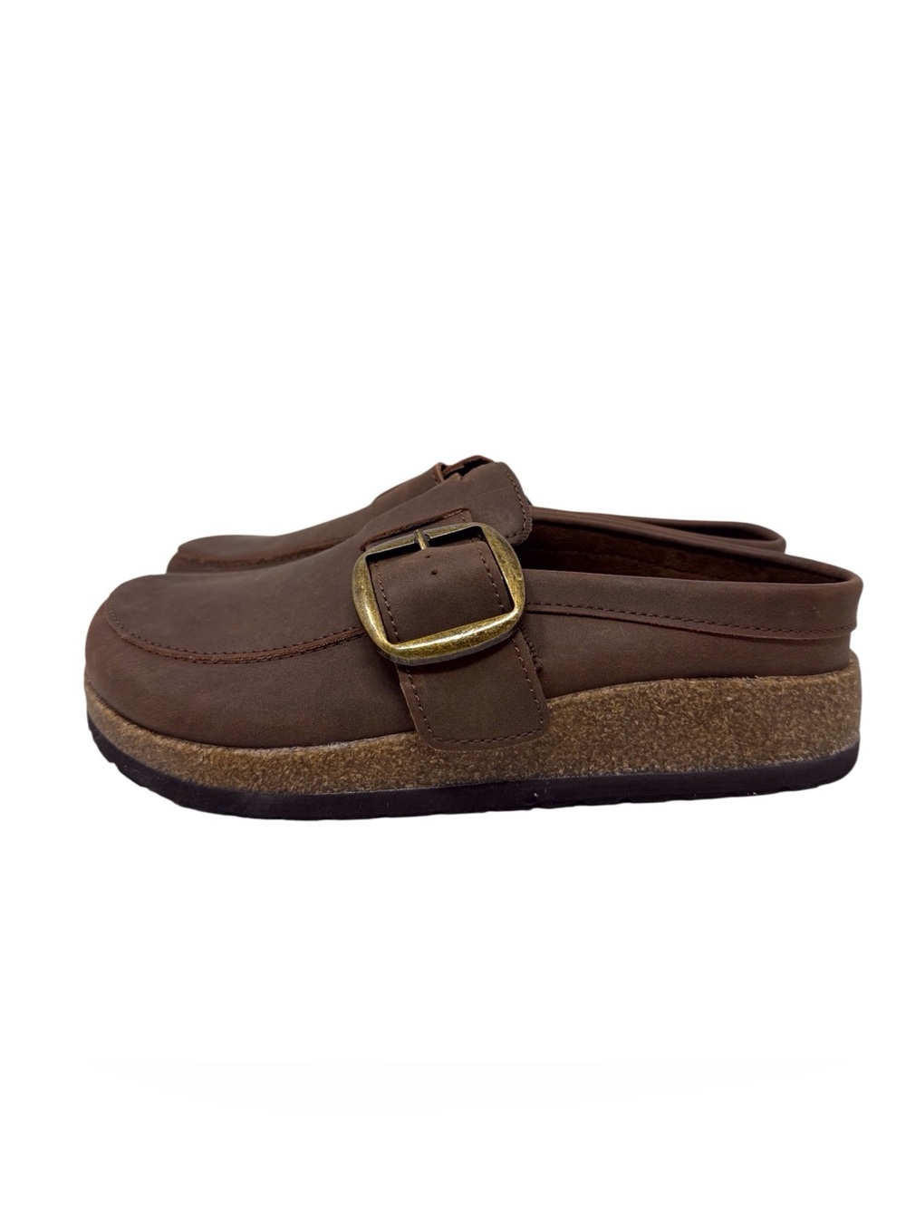Mountain Sole brown vegan slip on clogs w/buckle detail women’s size 7 NWT